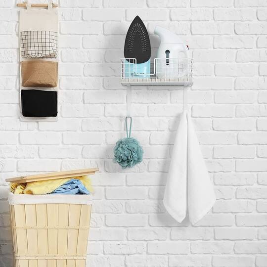 NEX™ Wall Mounted Ironing Board Hanger for T-Leg with Storage Basket